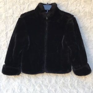 EUC GAP Black Faux Fur Coat. Sz7-8